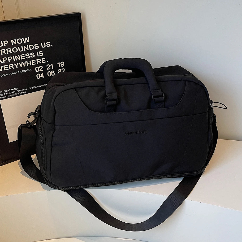 Expandable Portable Travel Bag for Men and Women, Lightweight Large-Capacity Luggage Bag for Short Trips, Fitness Travel Trolley Case with Additional Bag and Shoe Compartment