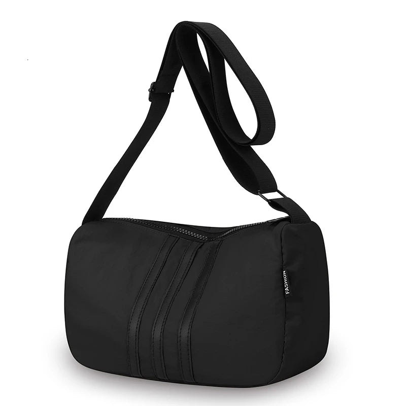 Crossbody Bag Women Large Capacity Nylon Striped Casual Sports Single Shoulder Purse Oxford Travel Handbag Outdoor Gym Luggage