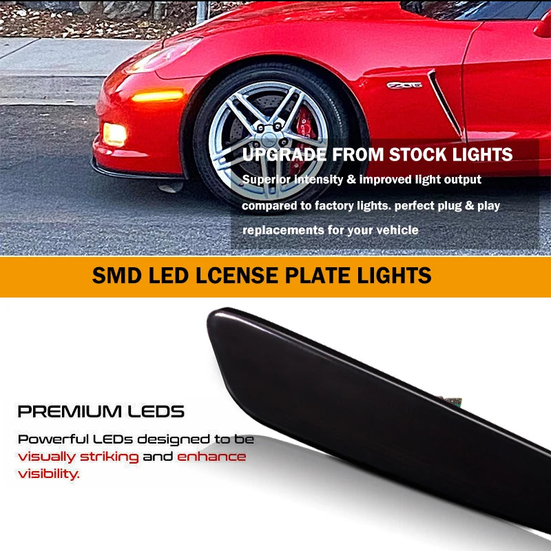 For Chevrolet Chevy Corvette C6 2005-2013 Full LED Side Marker Light Front Rear Amber Red Auto Turn Signal Lamp 12V