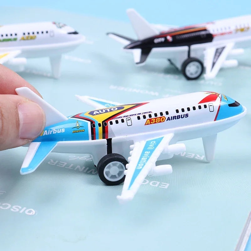 8pcs/set Mini Alloy Metal Airplane Model Plane Diecast Fighter Skipper Aircraft Toy for Boy Pull Back Vehicles Christmas Gifts