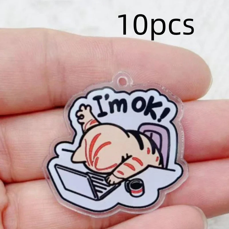 10pcs Acrylic Cartoon My Good English Letter Pendant Earrings Necklace Bracelet DIY Jewelry Making Materials