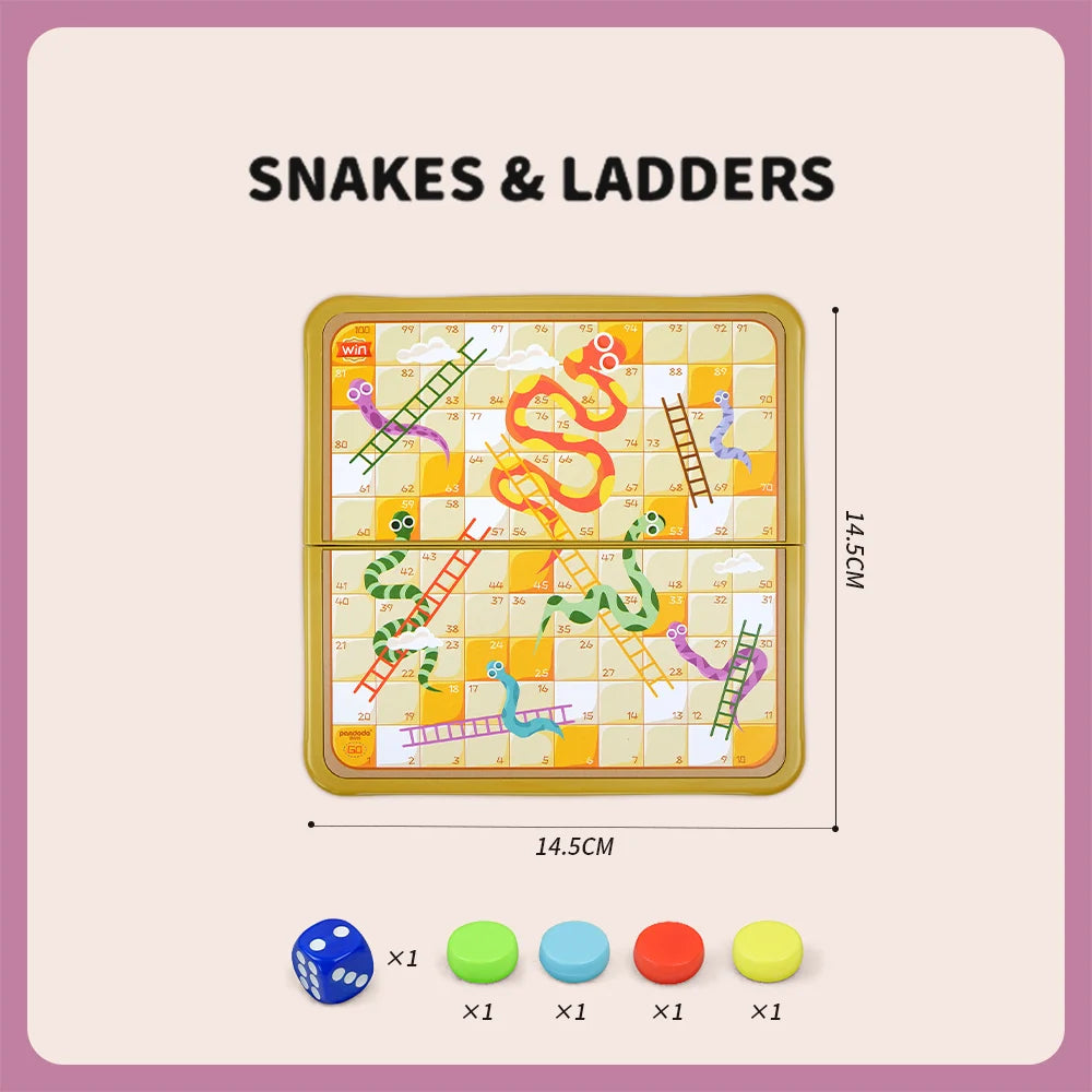 Magnetic Snake Ladder Game Portable Foldable Board Game Can Be Put in Pocket Suitable for Friend Gatherings Travel Leisure Game Christmas Birthday Gift