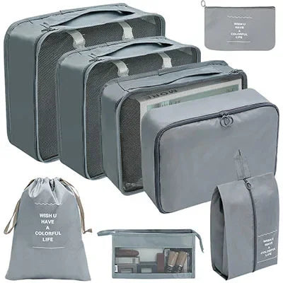 8/9PCS Set Packing Cubes For Travel Waterproof Clothes Underwear Shoes Toiletries Organizer Tidy Pouch Travel Storage Bag