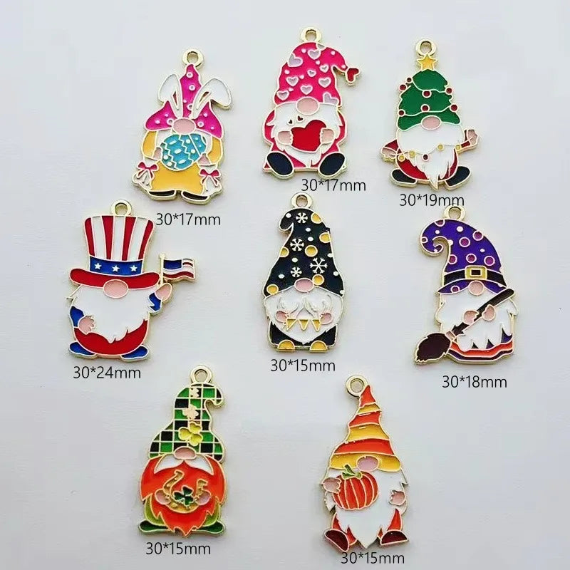 10pcs Cartoon Little Dwarf Drop Oil Alloy Pendant DIY Jewelry Accessories Pack Packaging Decorative Hanging Accessories