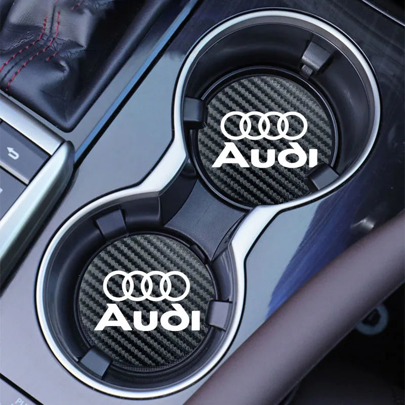 Car Coaster Cup Holder Carbon Fiber Pattern Non-Slip Mat For Audi Sline A4 A3 A6 TT S4 S5 S6 A1 A2 A5 A7 A8 Q1 Q2 Q3 Q4 Q5 Q6 Q7