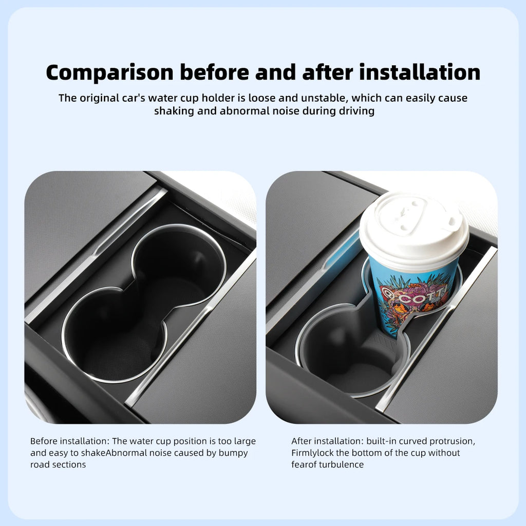 LUCKEASY for Tesla Model 3 Highland 2024-2026 Central Console Water Cup Holder Interior Accessories Drinks Holder Storage Case