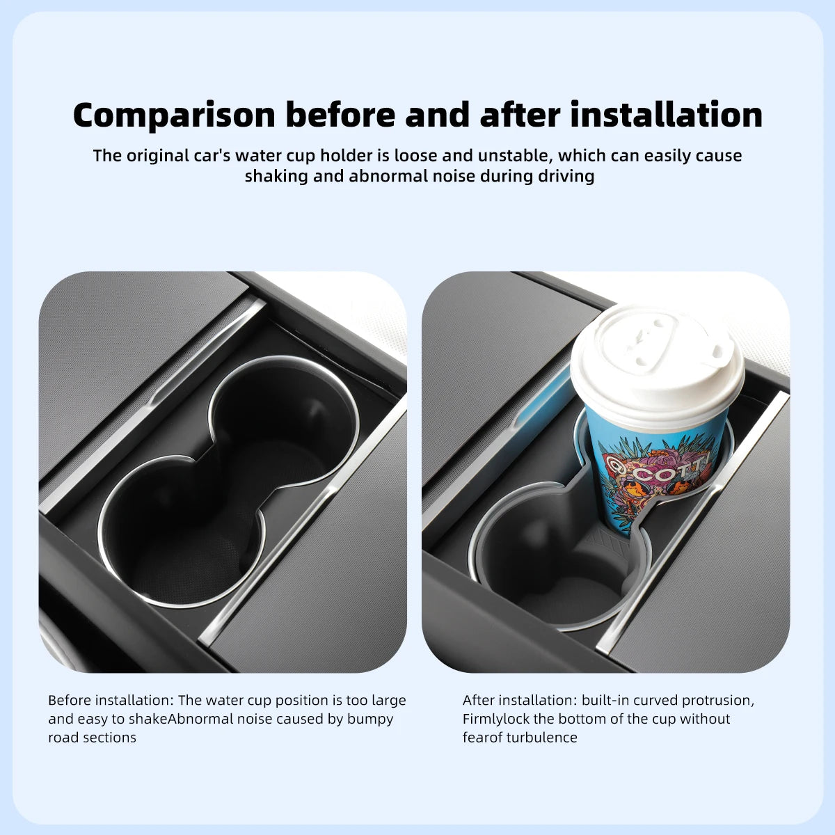 LUCKEASY for Tesla Model 3 Highland 2024-2026 Central Console Water Cup Holder Interior Accessories Drinks Holder Storage Case