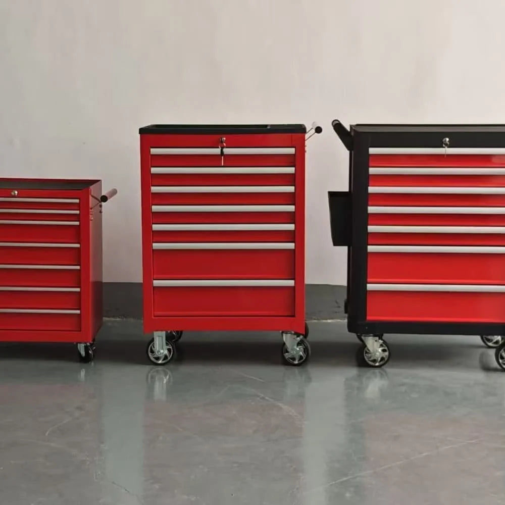 Tool Chests Cabinets for Mechanics 7-Drawer Mechanic Tool Cabinet in Red and Black with Wheels Customizable ODM/OBM Support