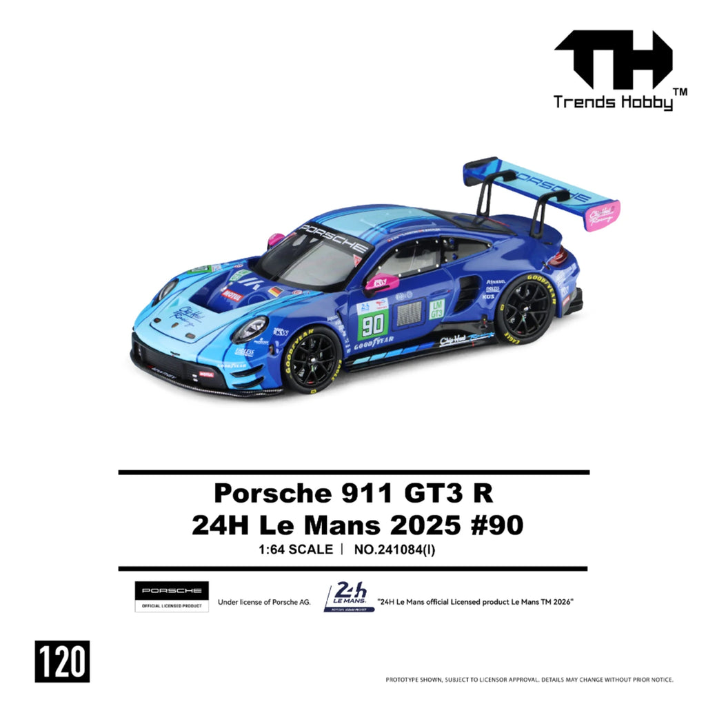 TH-Trends Hobby 1/64 Porsche 911 GT3 R 24H Le Mans 2025 #90 Car Alloy Motor Vehicle Diecast Metal Model Kids Toys Boys