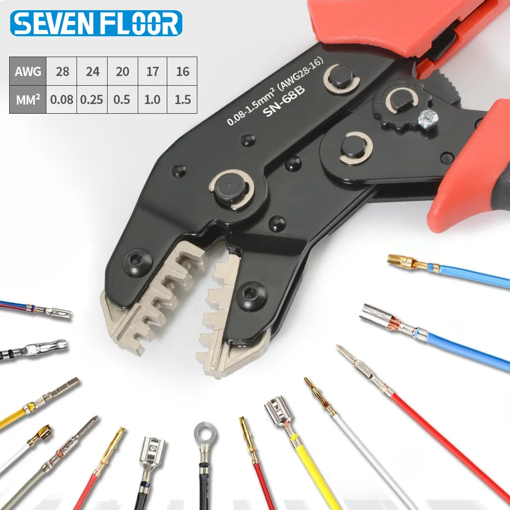 Motorcycle Wiring Repair Ratcheting Crimper, Precision Open Barrel Crimping Tool for Dupont JST Molex TE Connector Terminals