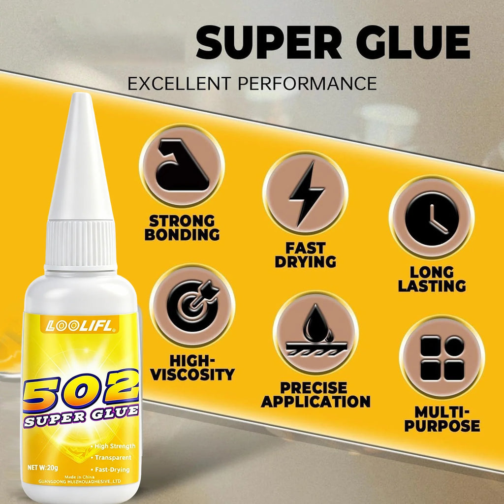 Transparent 502 Super Glue Instant Adhesive Multi Purpose Strong Bond Fast Drying For Shoe Plastic Repair DIY Craft Home Fixing