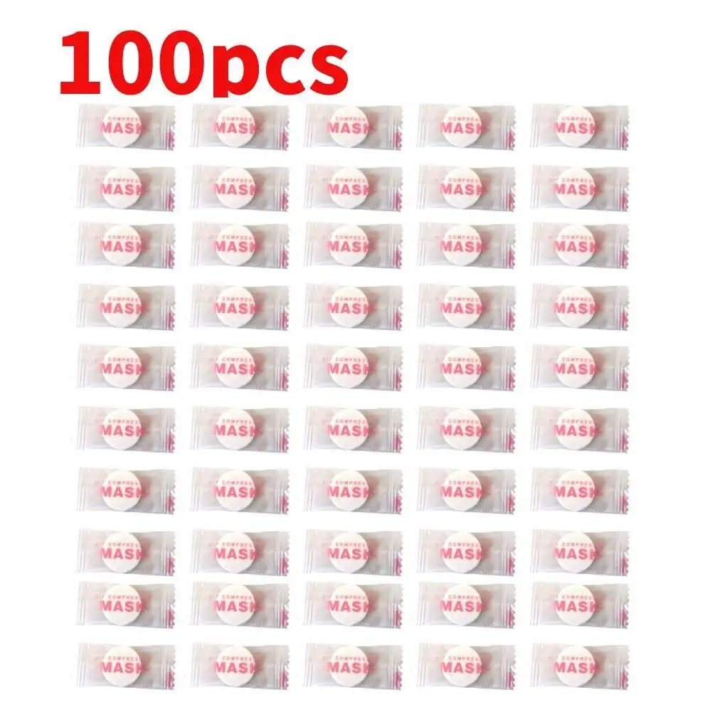 100/50pcs Disposable Compressed Facial Mask Portable Travel Non-woven Face Mask Skin Care Cotton Wrapped Masks Paper