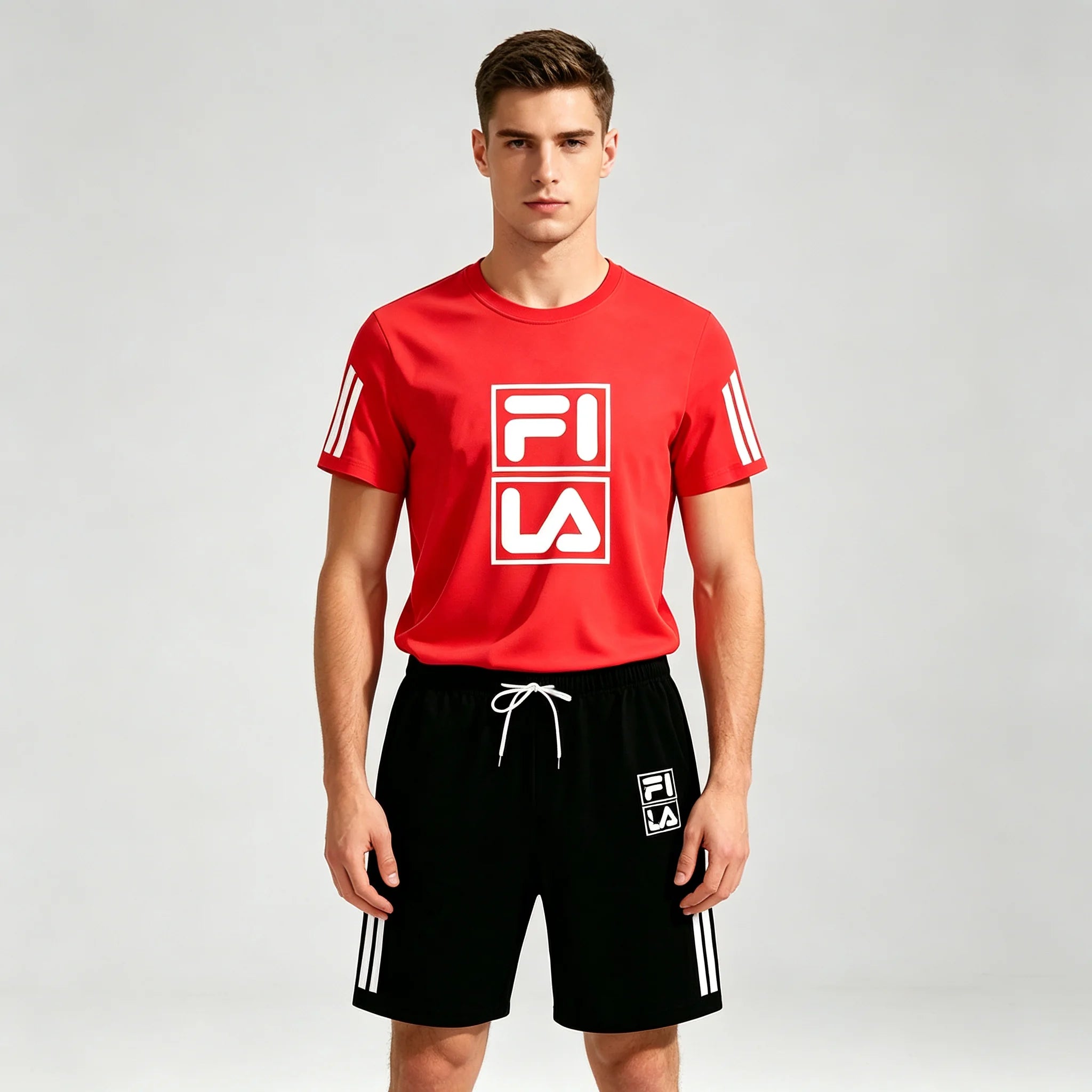 Men Crack Square Letter Print Mesh Tracksuit Thin Breathable Short Sleeve Top Shorts Set Fashion Adult Sports Outfit