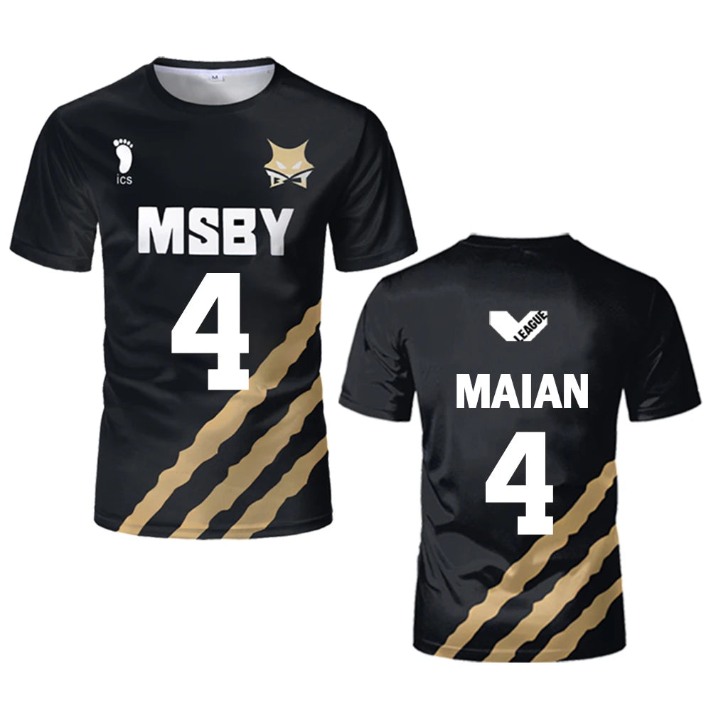 Haikyuu MSBY Black Jackal Jersey Japanese Anime Cosplay Tops Volleyball Uniforms for Men and Women Breathable Kid's T Shirts
