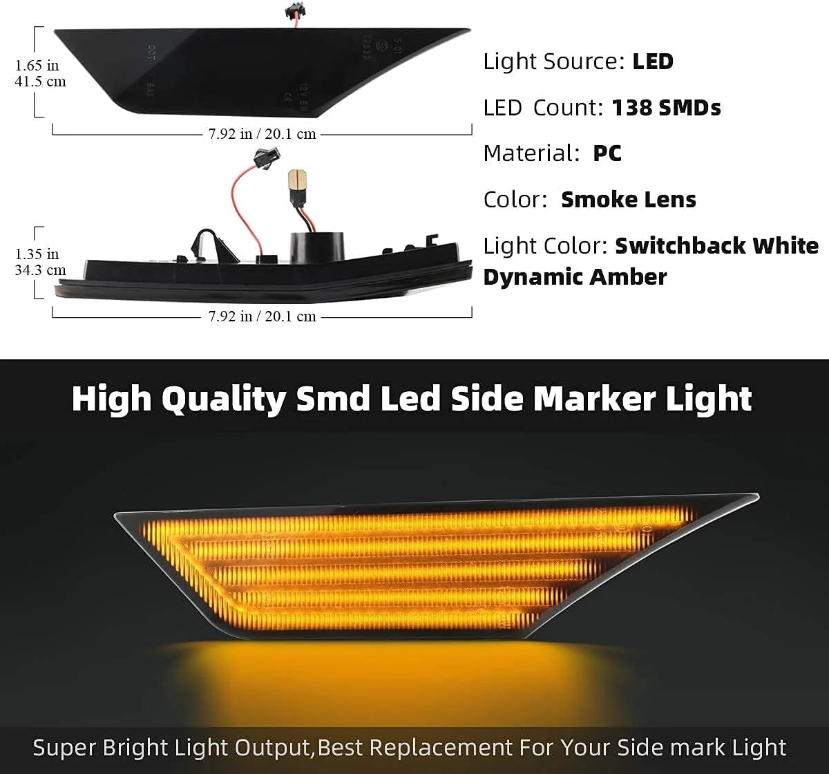for Honda Civic 10th generation side fender turn signal lights. Adding mudguards to cars is fashionable and flowing, with dynami