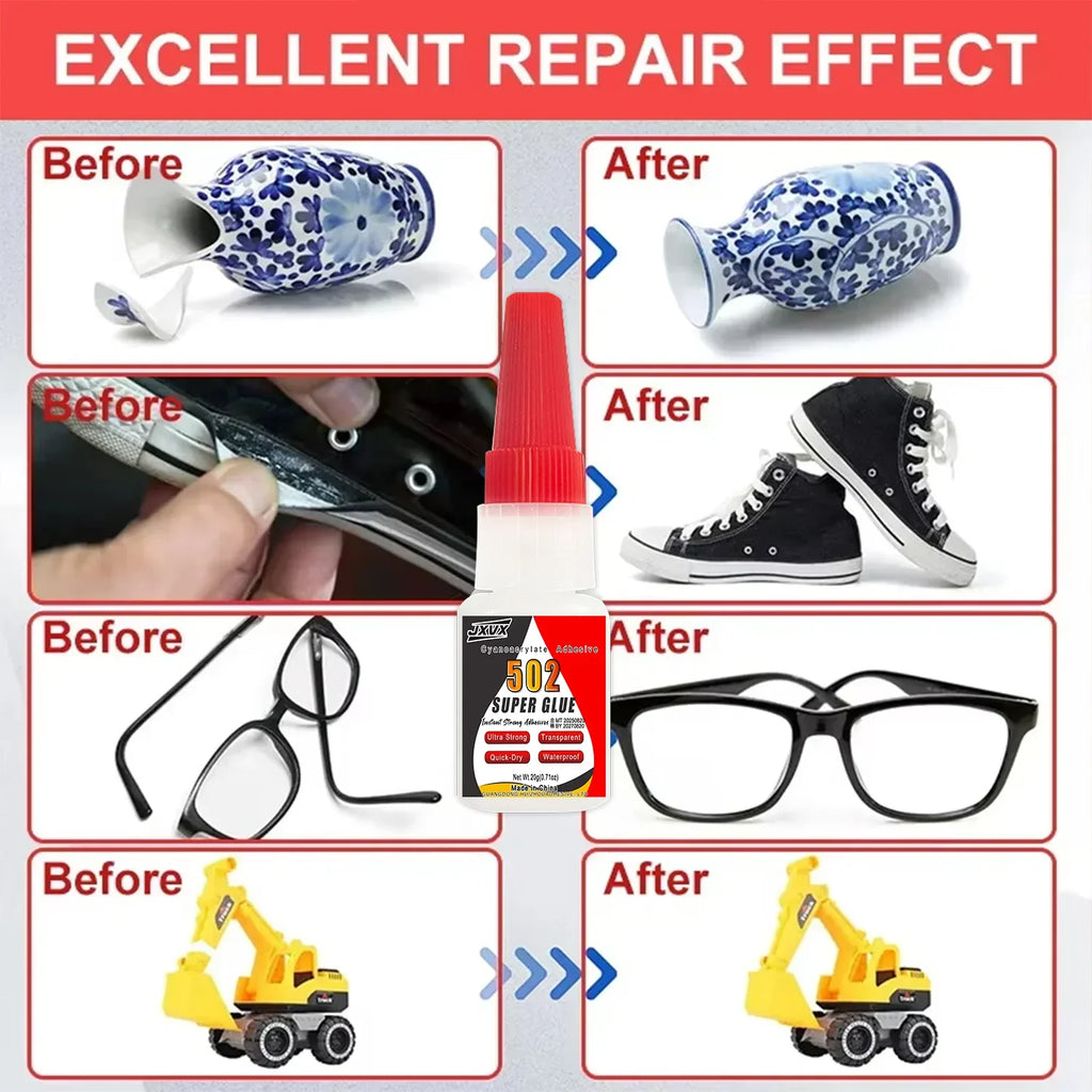 Super Cyanoacrylate 502 for Repairing Metal, Plastic, and Glass – 20/50g – 5-Second Quick-Drying Instant Adhesive