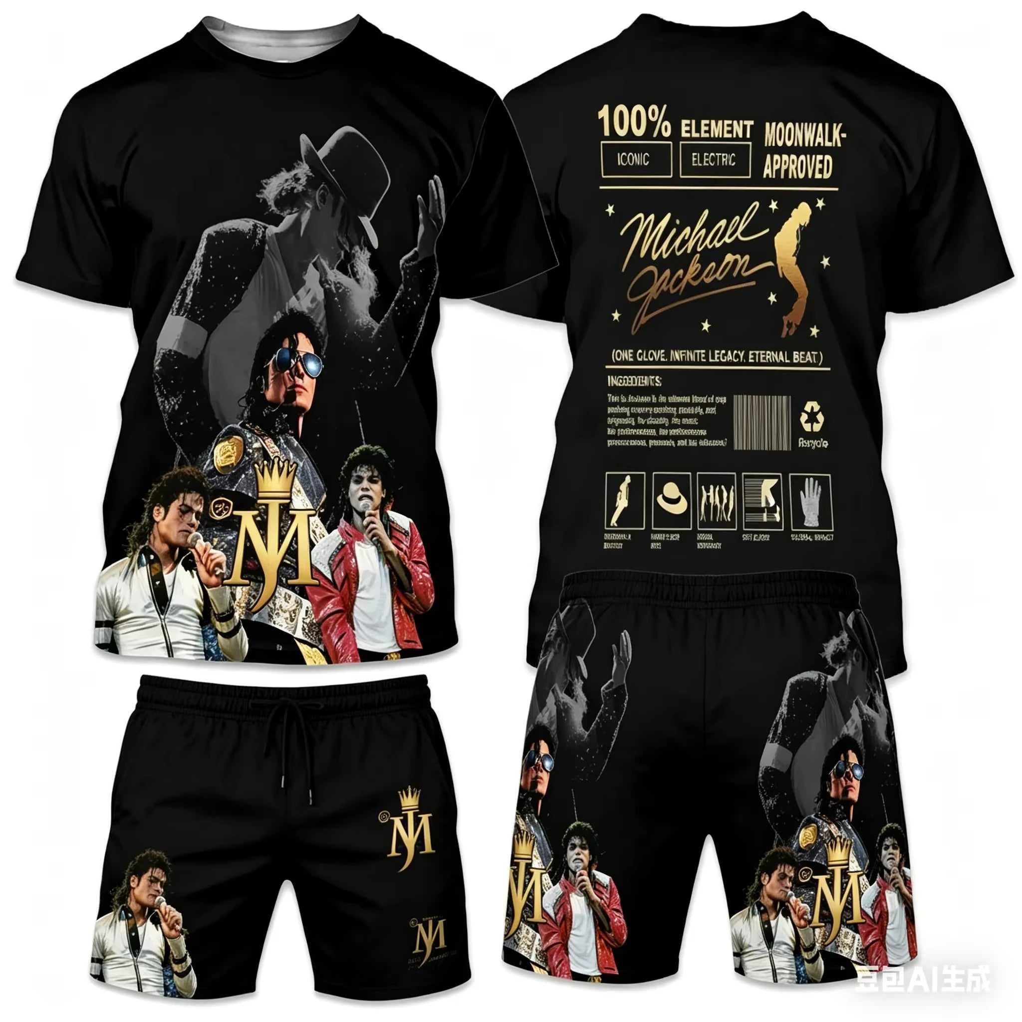 New Men's Summer Two-Piece Set Men's T-Shirt Top Shorts Set Men's Round Neck 3D T-Shirt Loose Casual