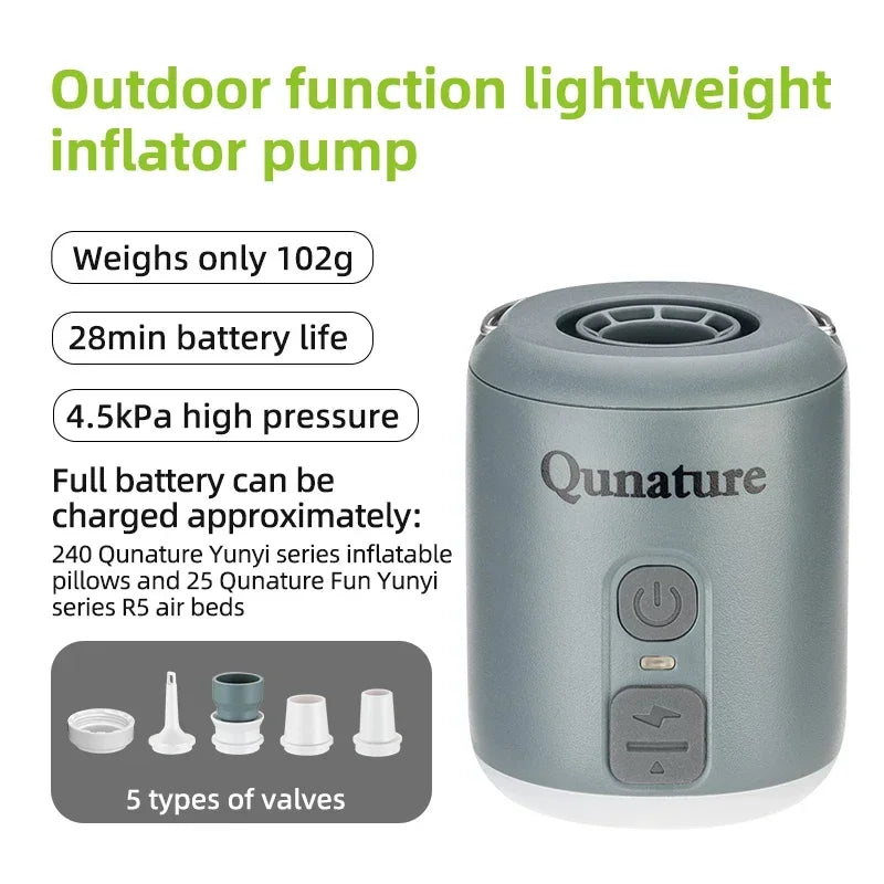 Qunature Electric Air Pump Multifunctional Inflatable Extract Gas Pump Camping Air Bed Swimming Ring Inflatable Pump lighting