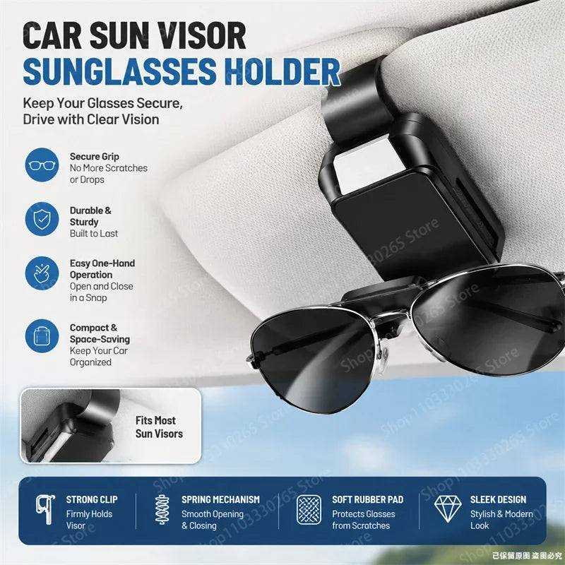 Universal Auto Sun Visor Glasses Holder Spring Clip Design Compact Sturdy Car Eyewear Storage Organizer For All Vehicles