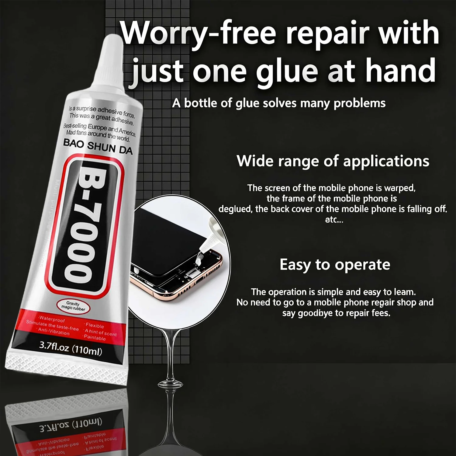 b7000 Phone Adhesive, Iransparent Adhesive, Precision Repairs Glue, For Cell Phone Screen Electronics DIY Jewelry Making Crafts.