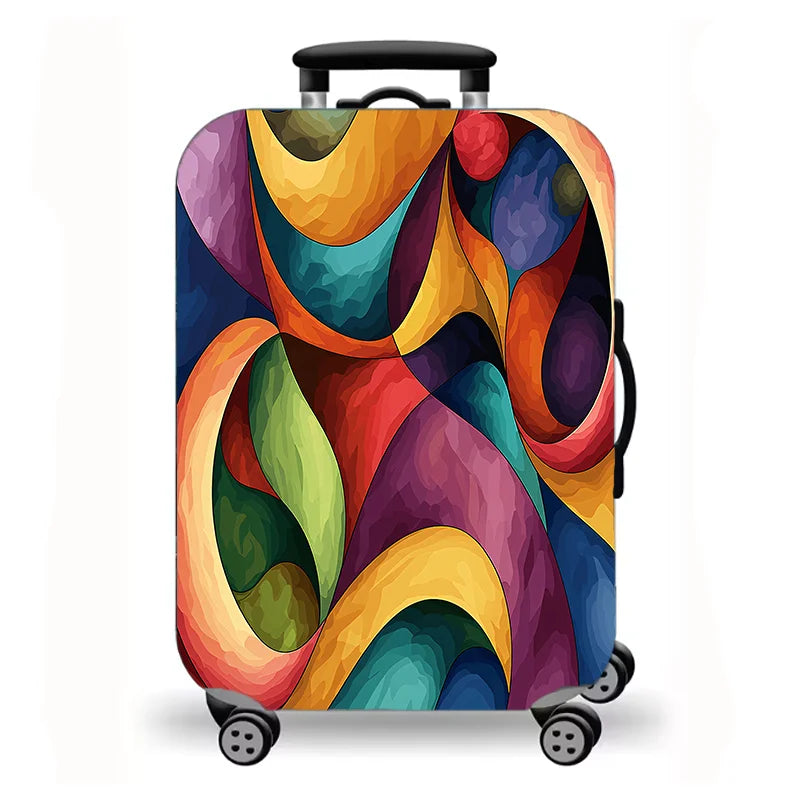 Luggage Cover,Abstract Geometric Marble Colorful Art Print Stretch Suitcase Protector,Washable Anti-Scratch Travel Baggage Cover