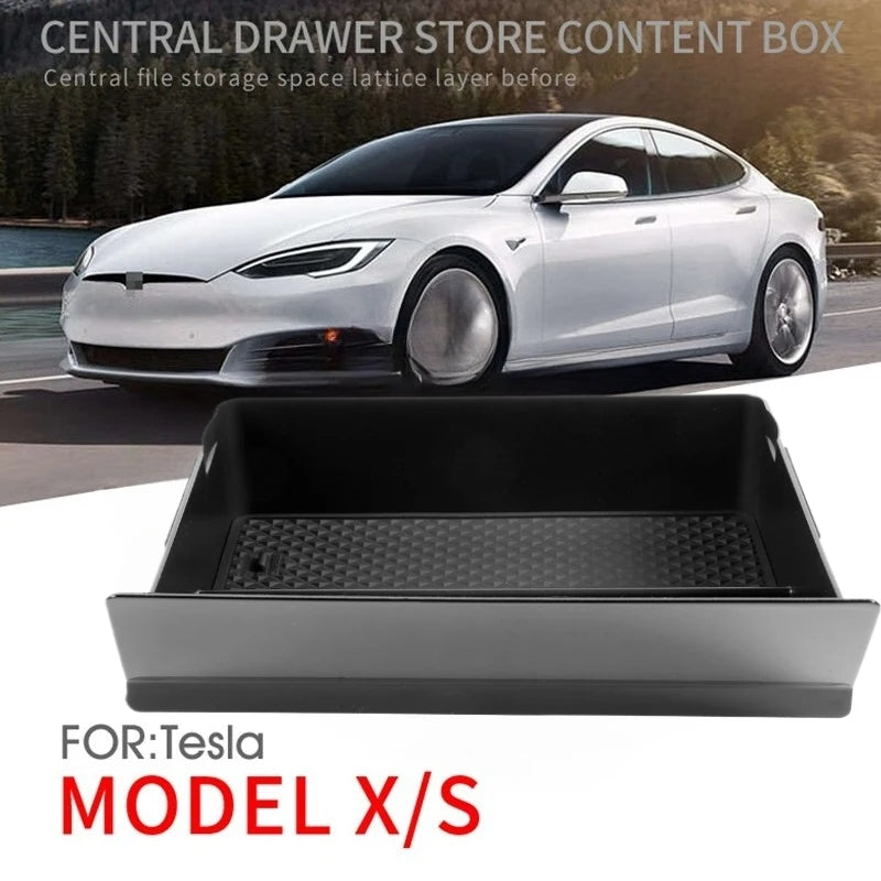 Car Central Console Storage Box Cubby Drawer Organizer For Tesla Model S/X Left-hand Drive