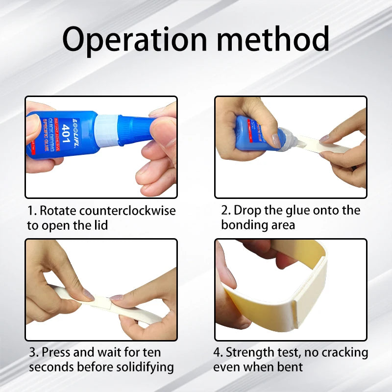 20ML Super Strong Transparent 401 Glue, Instant Drying, Applicable to Multi-Functional Glue for Metals, Plastics and Accessories