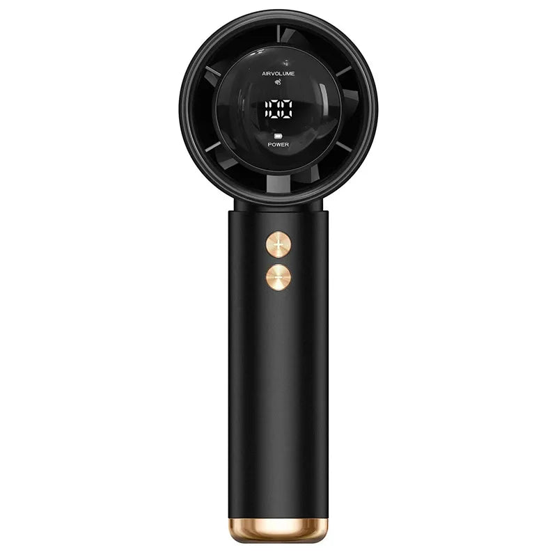 Mini Handheld Turbo Fan 2026 USB Rechargeable Portable Air Cooler LED Display Adjustable Quiet Travel Fan