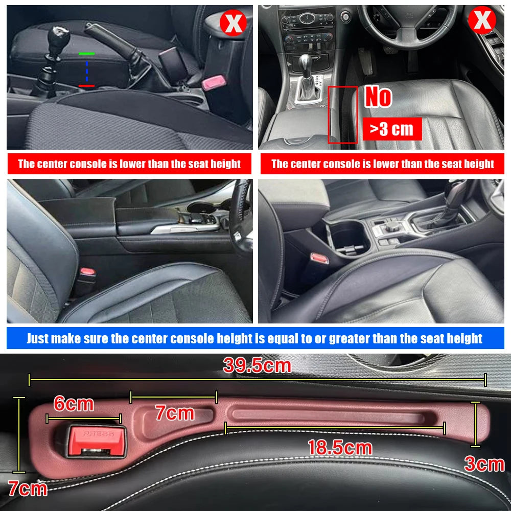 2PCS Premium Car Seat Gap Fillers, Storage Trays, 2-Set with Accessory Slots, Auto Interior Trim, Center Console Decor Parts