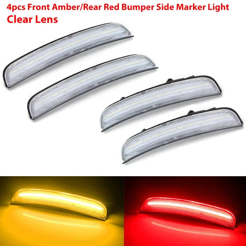 iJDM For Dodge Charger Front/Rear Bumper Side Marker Light Turn Signal Lights/Driving Lights Replace OEM Sidemarker Lamps 15-22