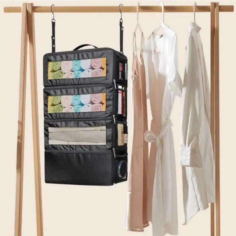 Hanging Travel Suitcase Organizer Foldable Closet Shelves Luggage Packing Cube Collapsible Storage Bag For Clothes