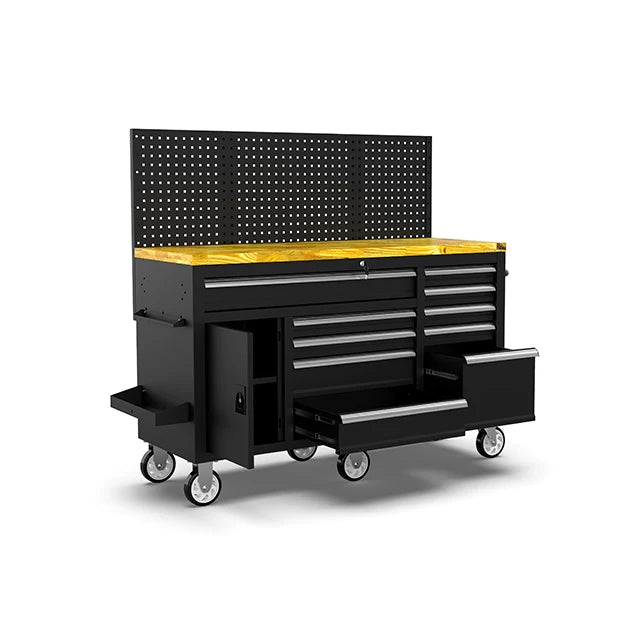 Customizable Steel Garage Workstation Tool Cabinets 10-Drawer Portable Mechanic Work Cart 300kg Load Capacity Organizer Pro