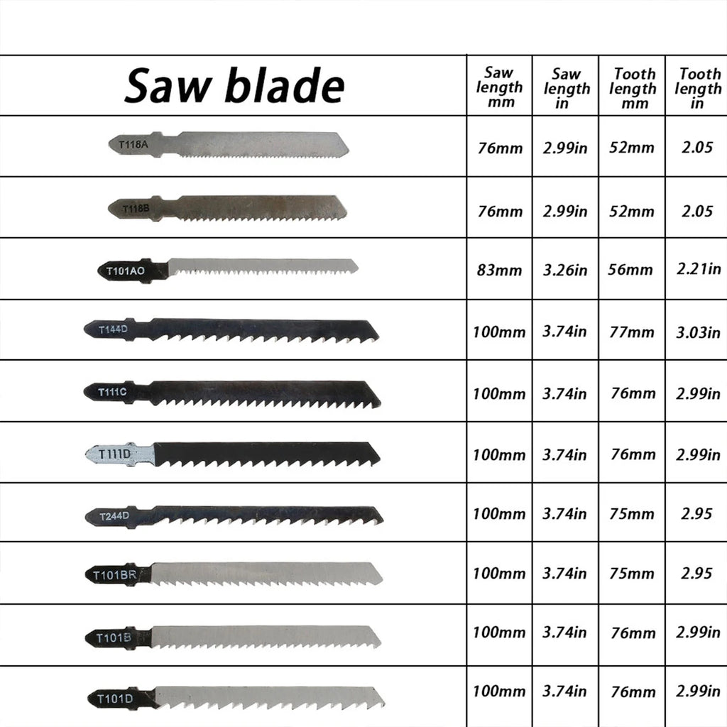 52 Pcs Jig Saw Blade Set HCS T Shape Handle Sharp Fast Cutting Suitable for Wood Metal Plastic Metal Cutting