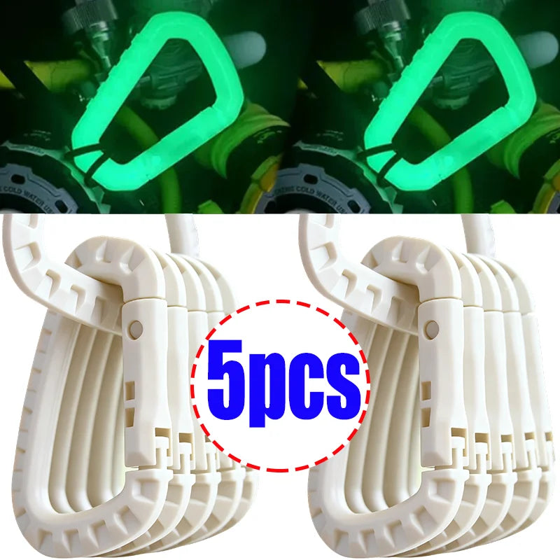 Glow in Dark Carabiner D Shape Luminous Clip for Outdoor Activities Night Safety Rock Climbing Hiking Camping Gear Lightweight