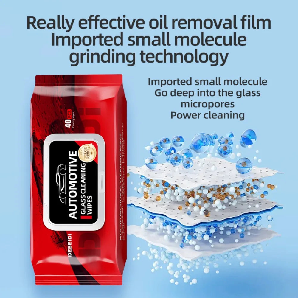 Car Glass Oil Film Removal Wipes Car Window Glass Oil Film Remover Oil Film Cleaning Wipes Glass Windshield Cleaning Wipes
