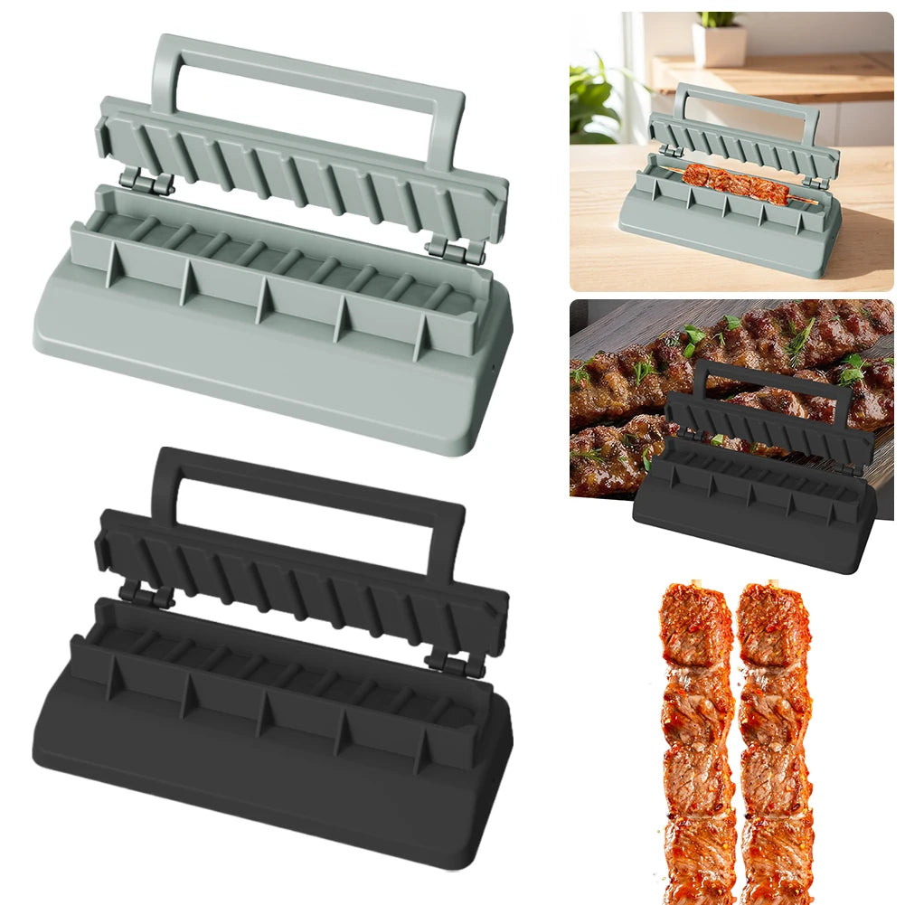 Kebab Press Plastic Barbecue Meat Skewer Machine Portable Reusable BBQ Skewer Maker Easy Kebab Preparation BBQ Tool