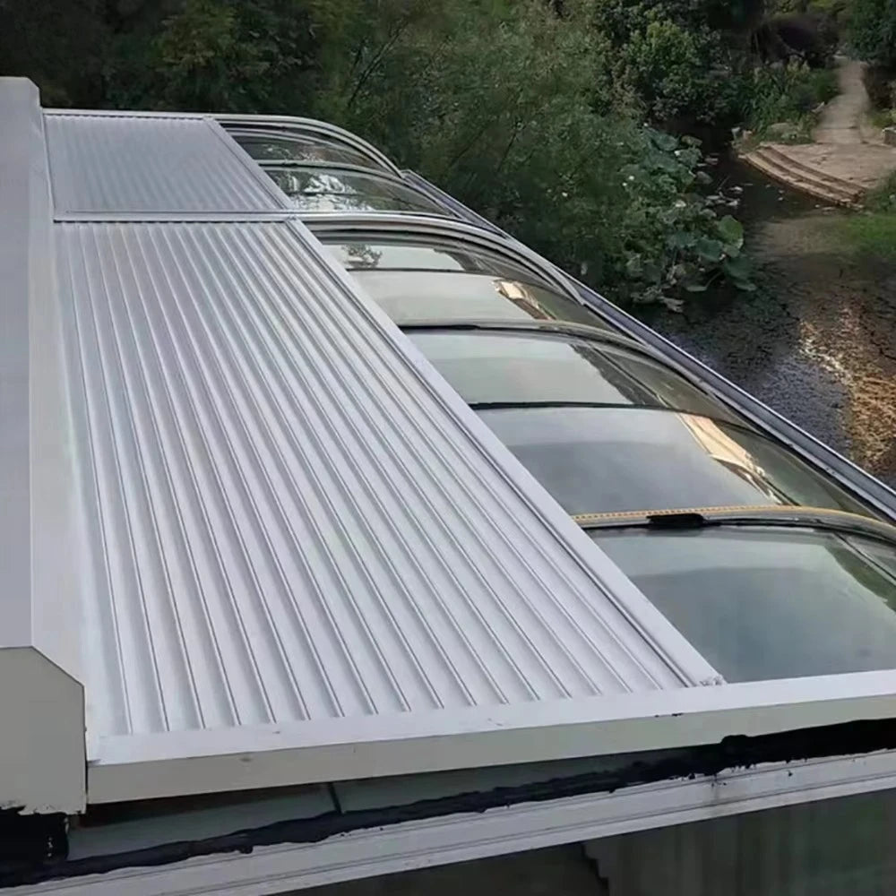 Electric Telescopic Aluminum Sky Awning Windproof Retractable Roof Shade For Cafe Restaurant Backyard Leisure Canopy