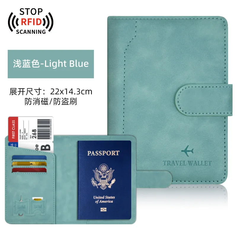 PU Passport Holder Travel Wallet Stop RFID Passport Covers Splicing Magnetic Buckle Passport Pouch ID Holder Air Ticket Holder