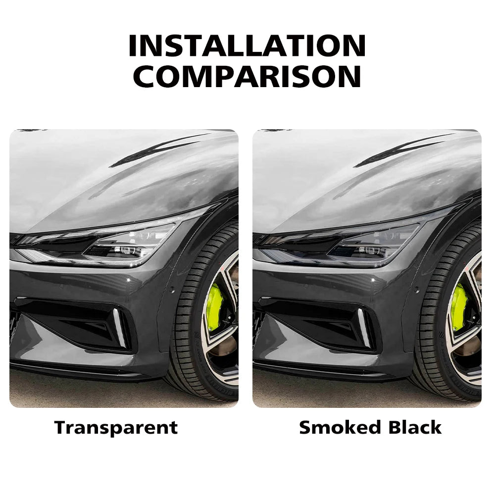 For Kia EV6 GT 2022-2026 Pre-Cut Smoke Black High-Gloss TPU Car Headlight Film PPF Anti-Scratch Protective Vinyl Wrap Cover Kit
