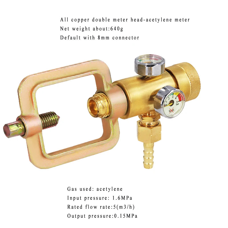 Oxygen Pressure Regulating Valve Gauge Acetylene/ Propane Meter 8mm Thread Brass Adjustable Pressure Reducing Valve 감압기