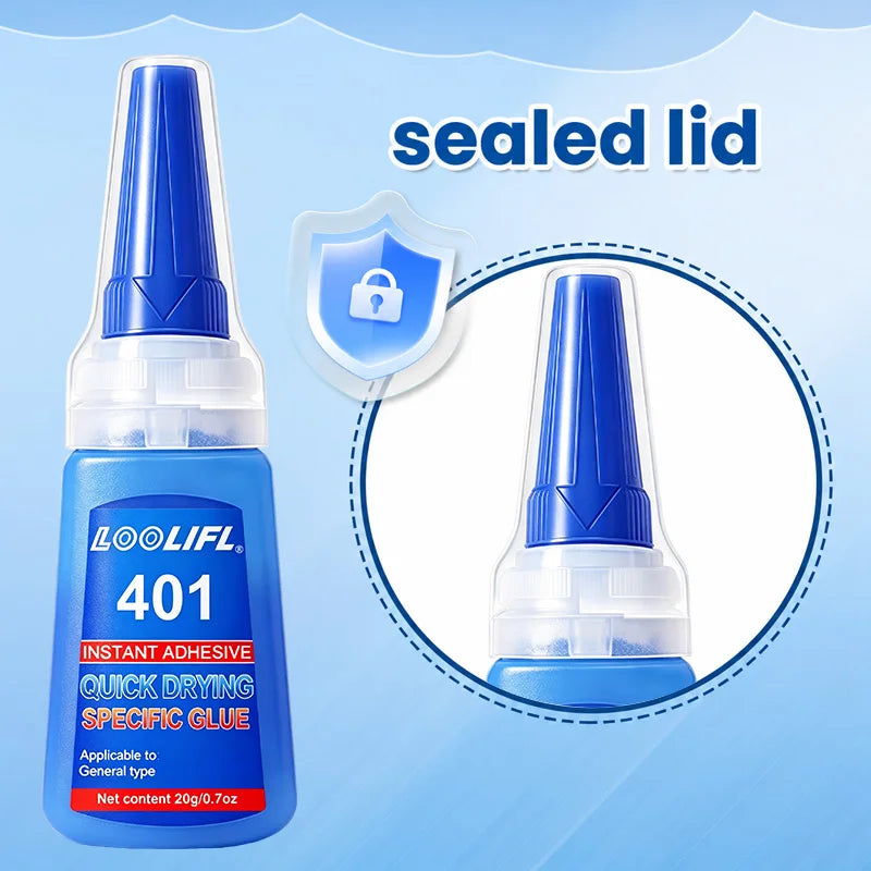 LOOLIFL 401 Instant Super Glue Clear Quick Dry Rhinestone Adhesive Precise Nozzle DIY Craft Shoe Jewelry Fabric Decor Repair Glue