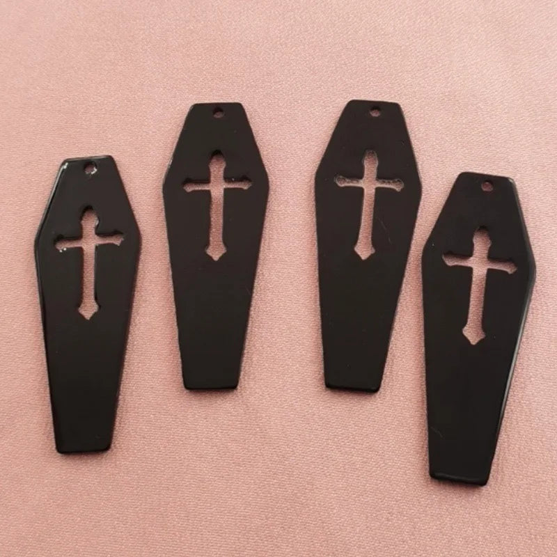 10pcs acrylic coffin cross pendant, DIY jewelry accessories, earrings, necklaces, keychains, jewelry making