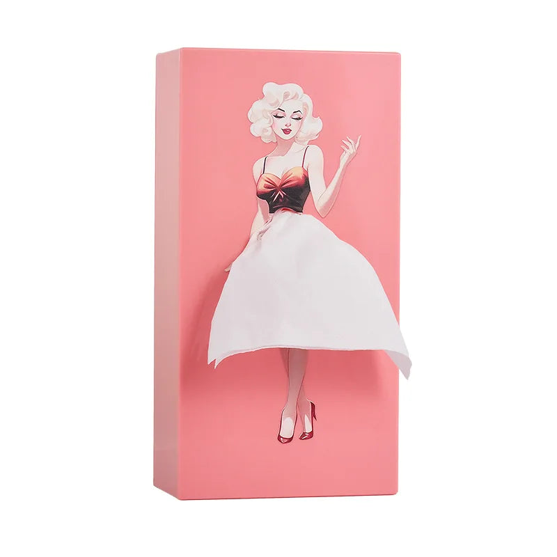 Luxurious Tabletop Decorative Piece - Anime Girl Tissue Dispenser with Elegant Fluffy Skirt Tissue Box  Car Tissue Holder