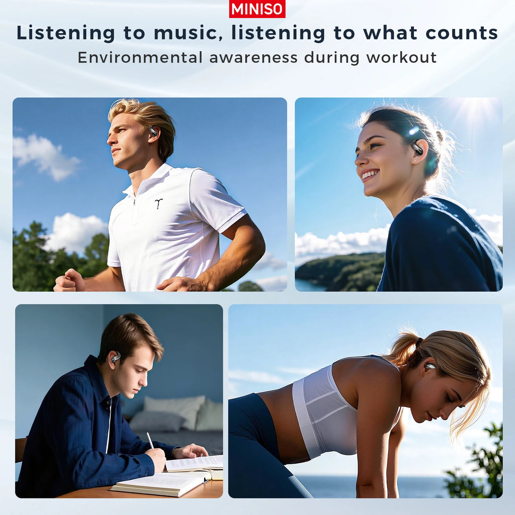 [AI Translation Earbuds]MINISO MS188 Bluetooth Earphones HD Touchscreen OWS Wireless Headphones with Mic