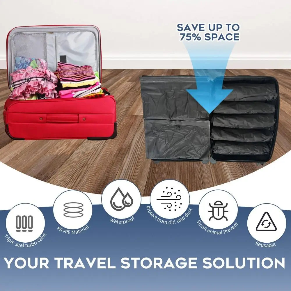Reusable Hand Roll Vacuum Bags Space Saver Dustproof Vacuum Compression Bag Portable Luggage Vacuum Storage Bag for Travel