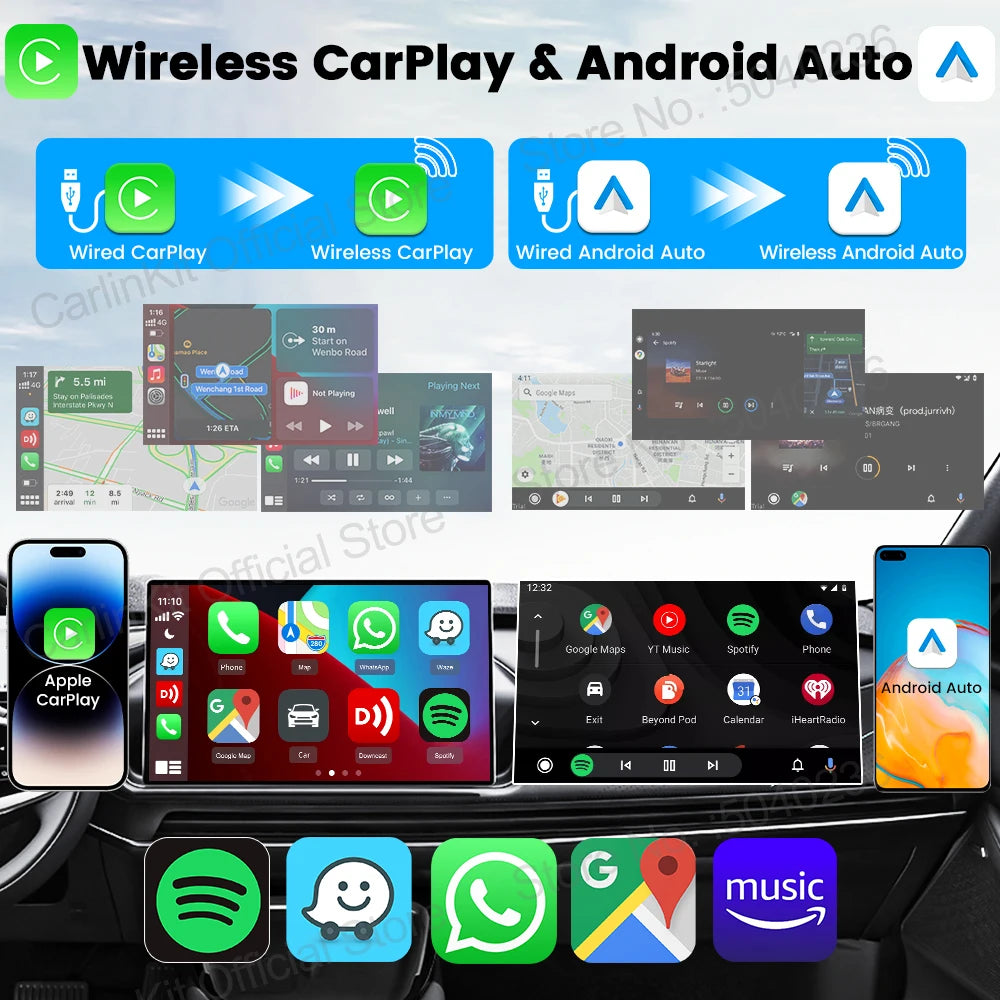 Carlinkit Wireless Carplay Adapter Mini Ultra Android Auto Box USB Plug & Play Seamless Connection for OEM Car Wired to Wireless