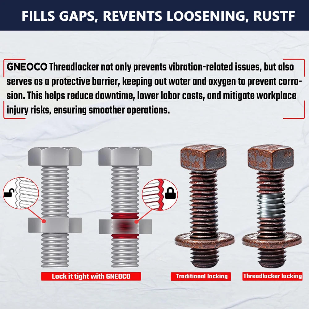 High Strength 271 Thread Locker Adhesive Anti Vibration Anti Impact Screw Lock Glue Heat Resistant Metal Bolt Nut Fastening 10ml