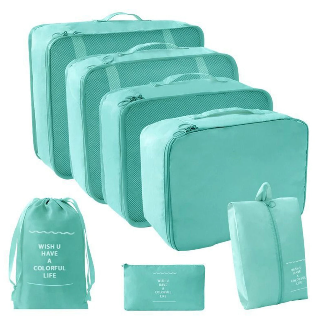 7 Pcs/Set Travel Organizer Storage Bags Suitcase Packing Cubes Set Cases Portable Luggage Clothes Shoe Tidy Pouch Folding.-zmt