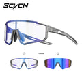 SCVCN UV400 HD Photochromic Hiking Glasses Sports Sunglasses Outdoor Road Fashion Cycling Glasses Windproof MTB Bike Sunglasses