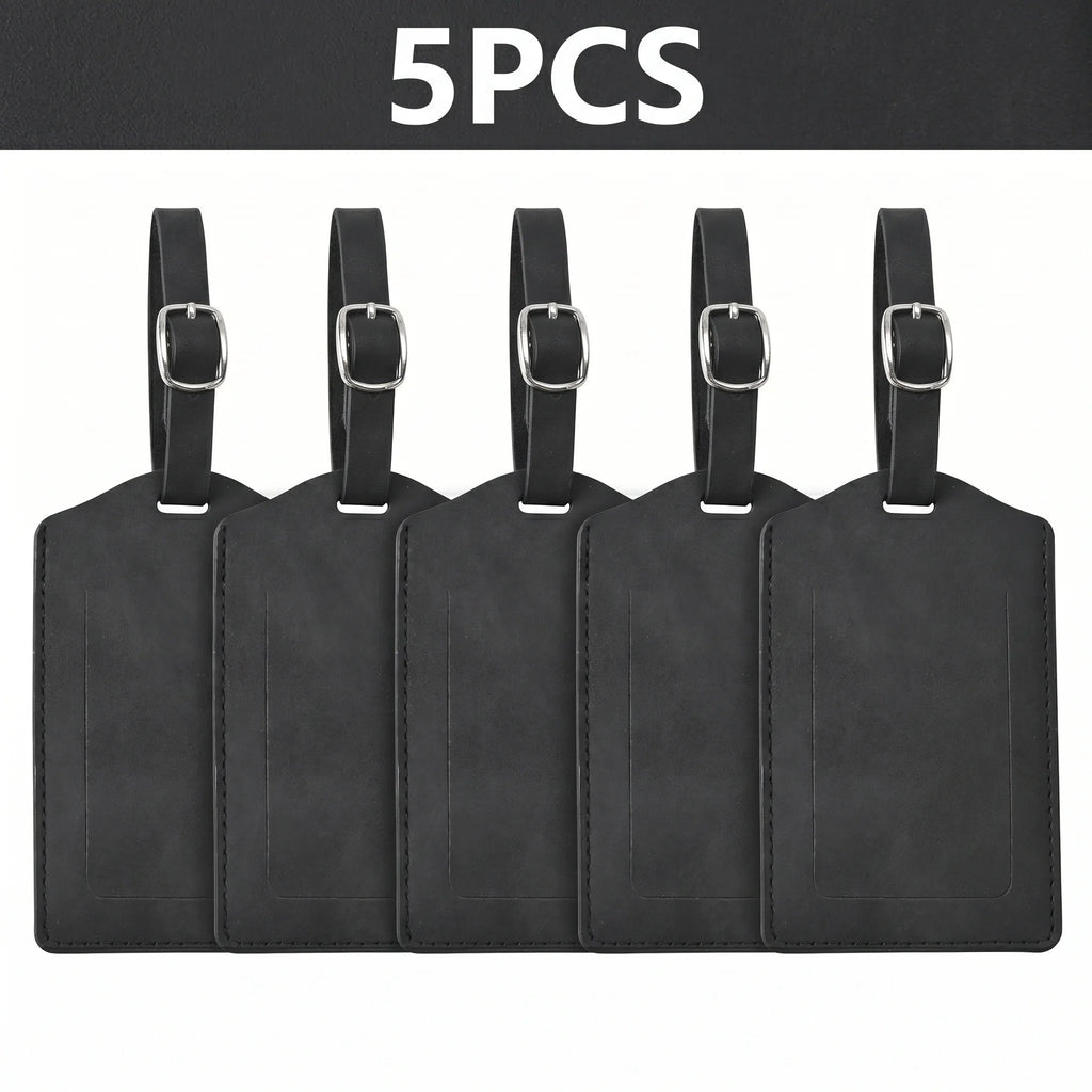 3/5/8PCS Privacy PU Leather Luggage Tag Adjustable Metal Buckle Waterproof Anti-lost Suitcase ID for Backpack Golf Carry Bag